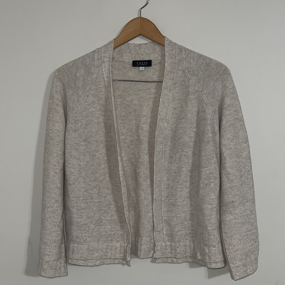 forte cashmere cardigan Cozy Tan Knit Sweater small